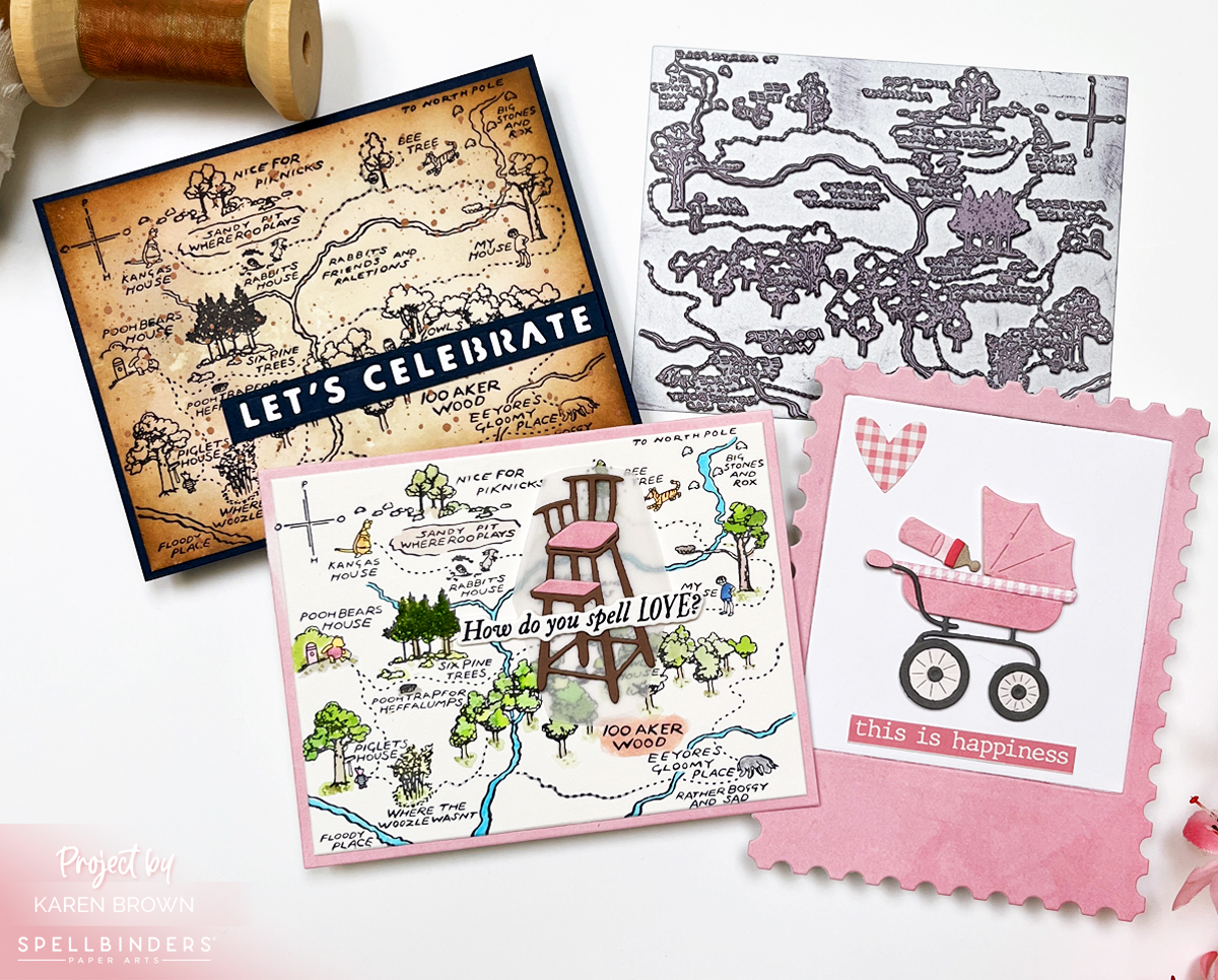 3 Winnie the Pooh theme handmade cards for baby showers and birthdays.