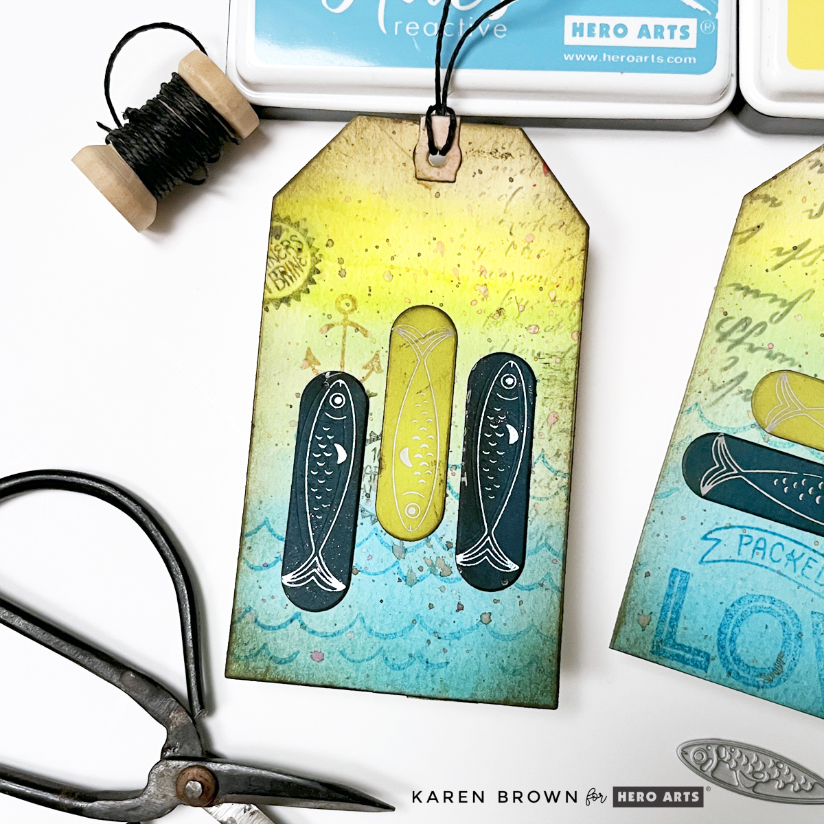 Mixed Media Tag tutorial showing how to create a tag in 9 easy steps.