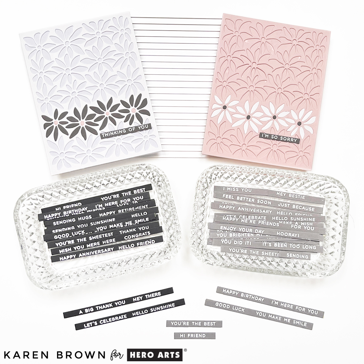 Two beautiful handmade floral cards with partial in lay die-cutting, perfect for Sympathy or Mother's Day.