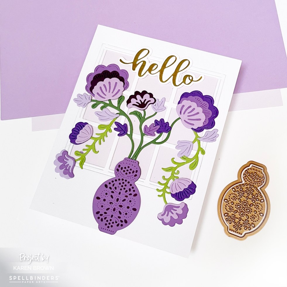 Purple floral die cut Mother's Day Card.