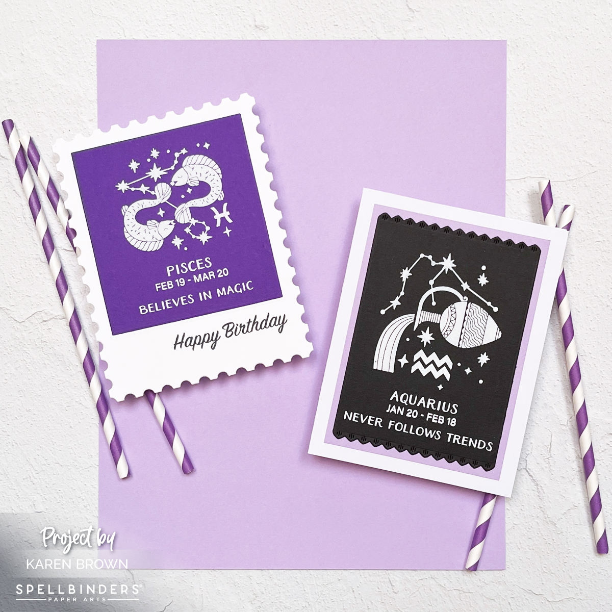 Handmade cards created with Spellbinders Block Print Zodiac BetterPress + Foil plates that are excellent masculine cards. 