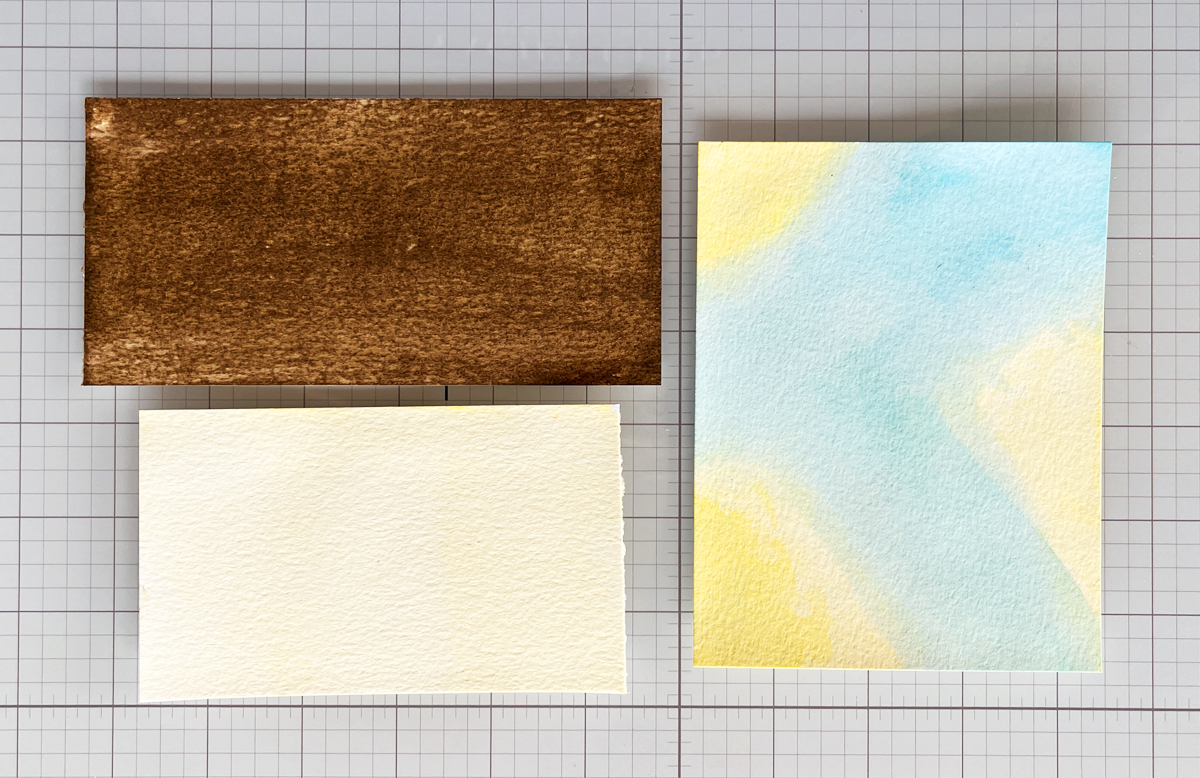 creating watercolor panels is the best first step for creating mixed medai card backgrounds and components.