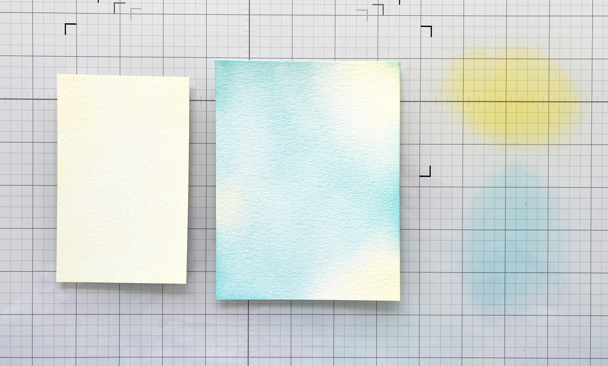 2 color ink blend background for mixed media card before adding layers.