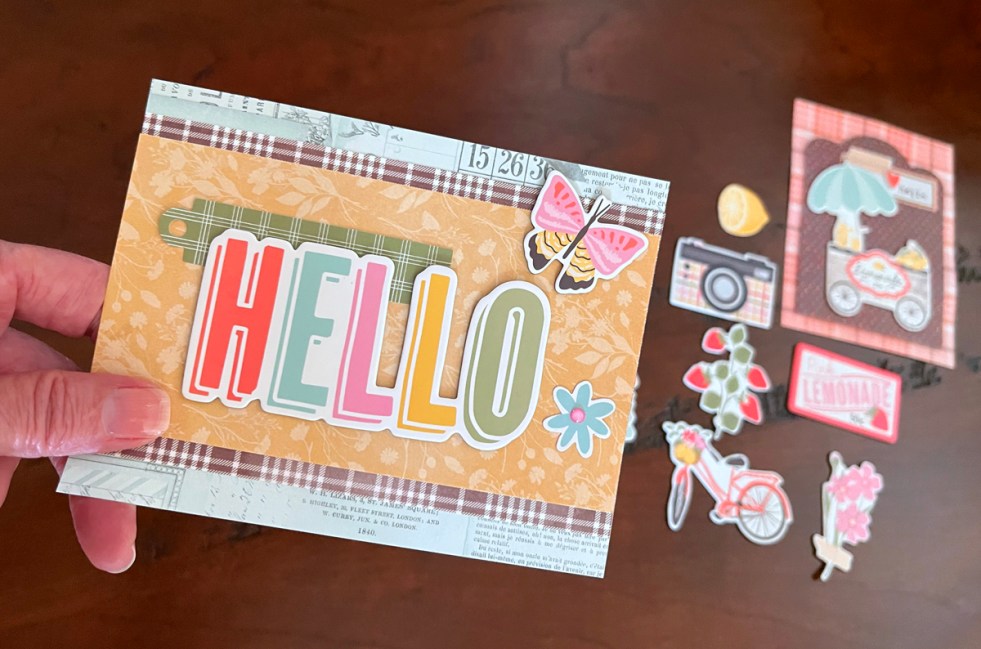 Pink Lemonade Collection ephemera on a bright and easy card.