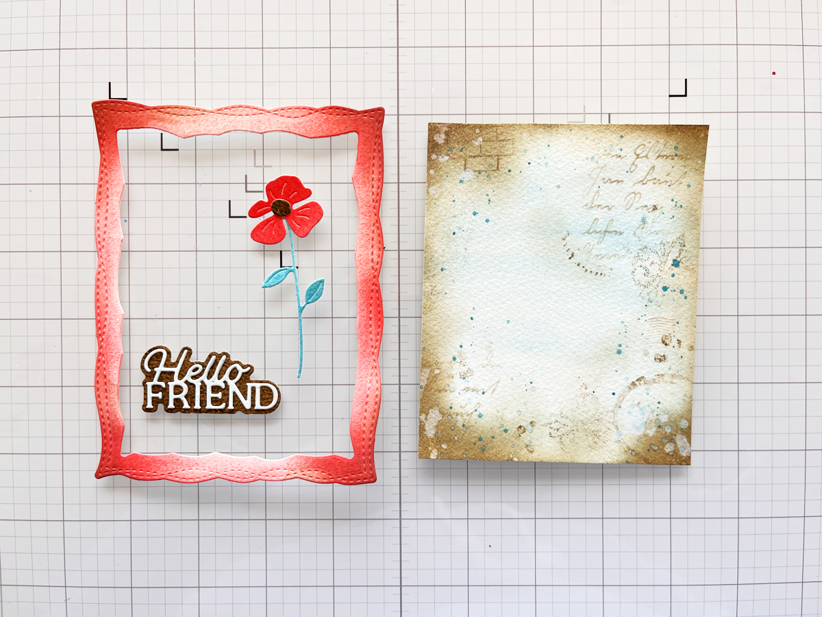 Creating a custom frame for mixed media card.