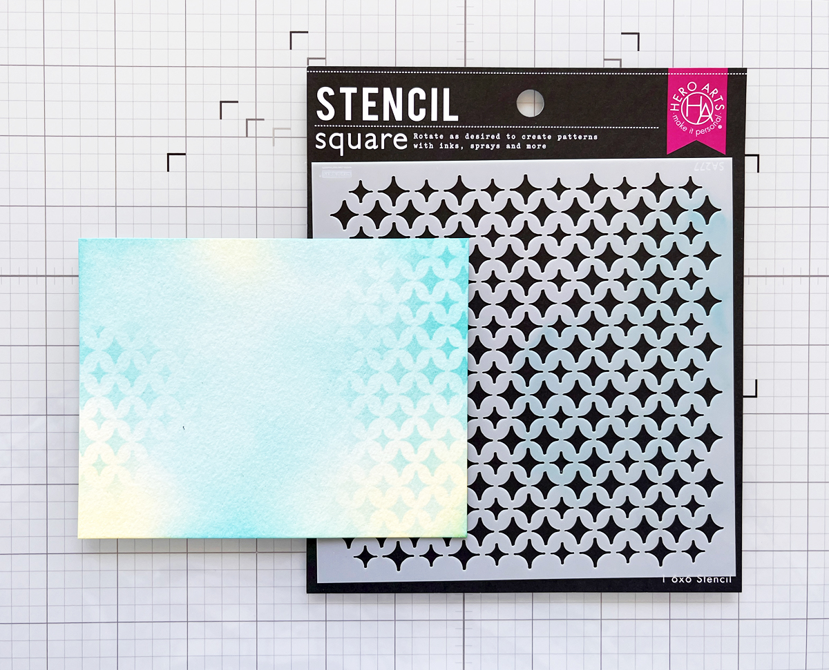 Stenciling, Sparkle Weave, added to a mixed media background.