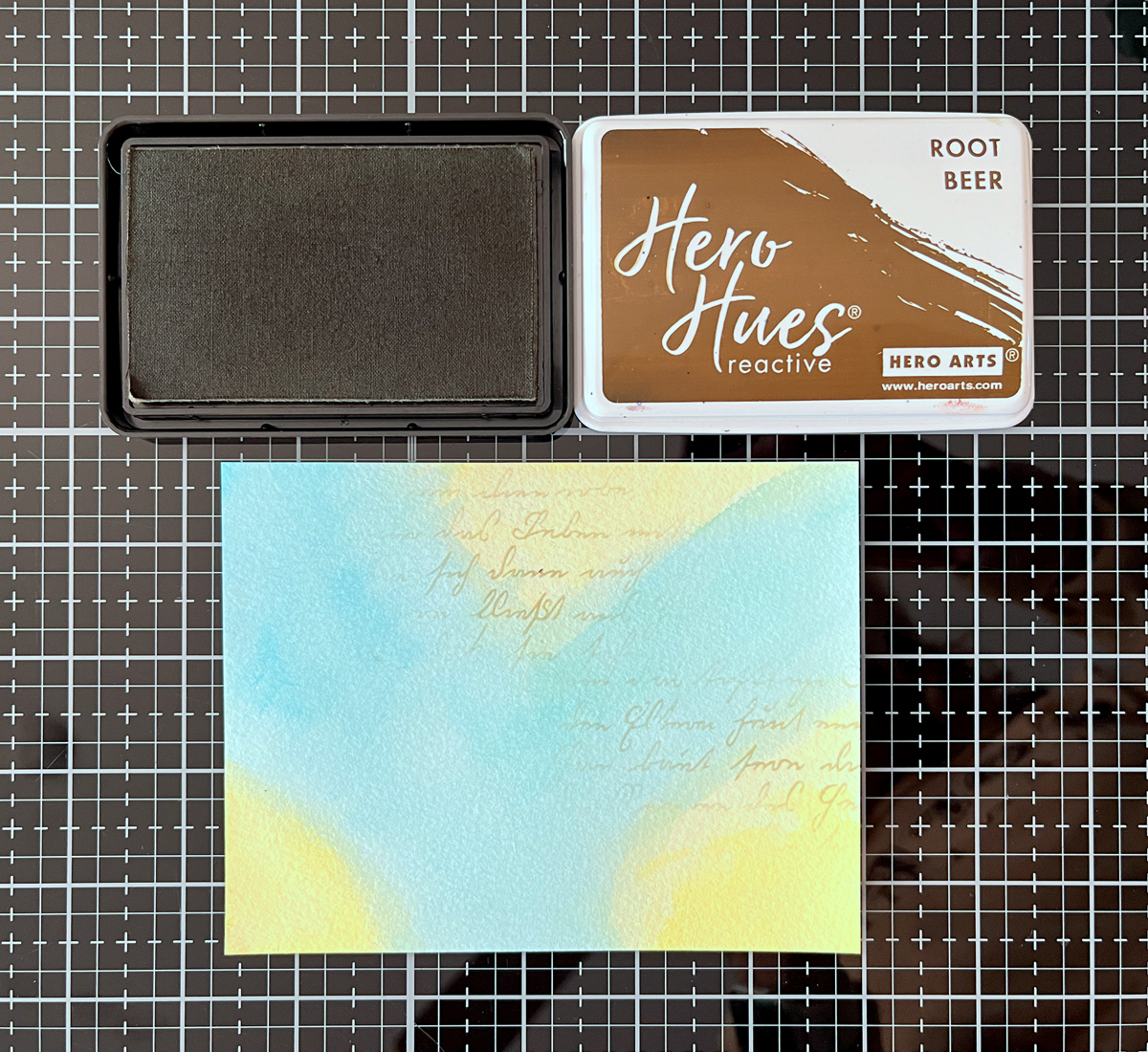 brown ink + script stencil is the best first layer for mixed media projects.