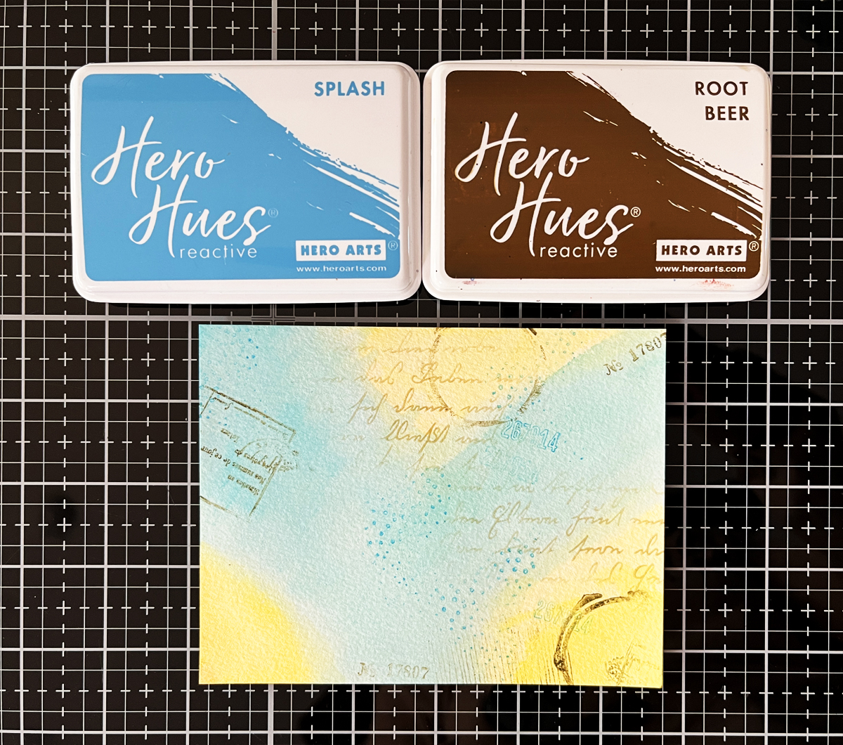 second generation stamping with brown ink gives vintage vibe to mixed media card projects.