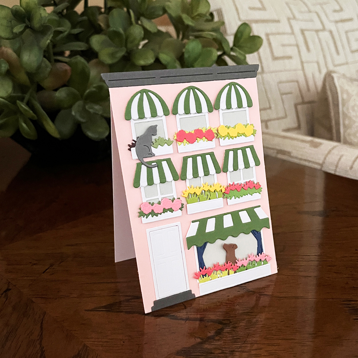 Die cut house apartment building card