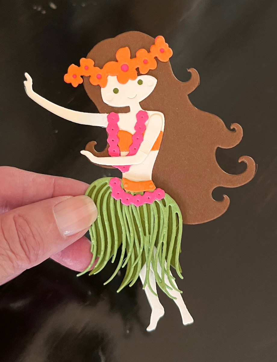 die cut hula dancer for a handmade card