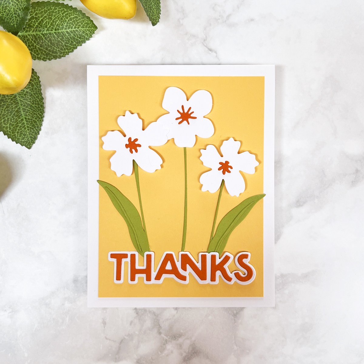 CAS die cut thank you card using Hero Arts Sweet Blooms set
