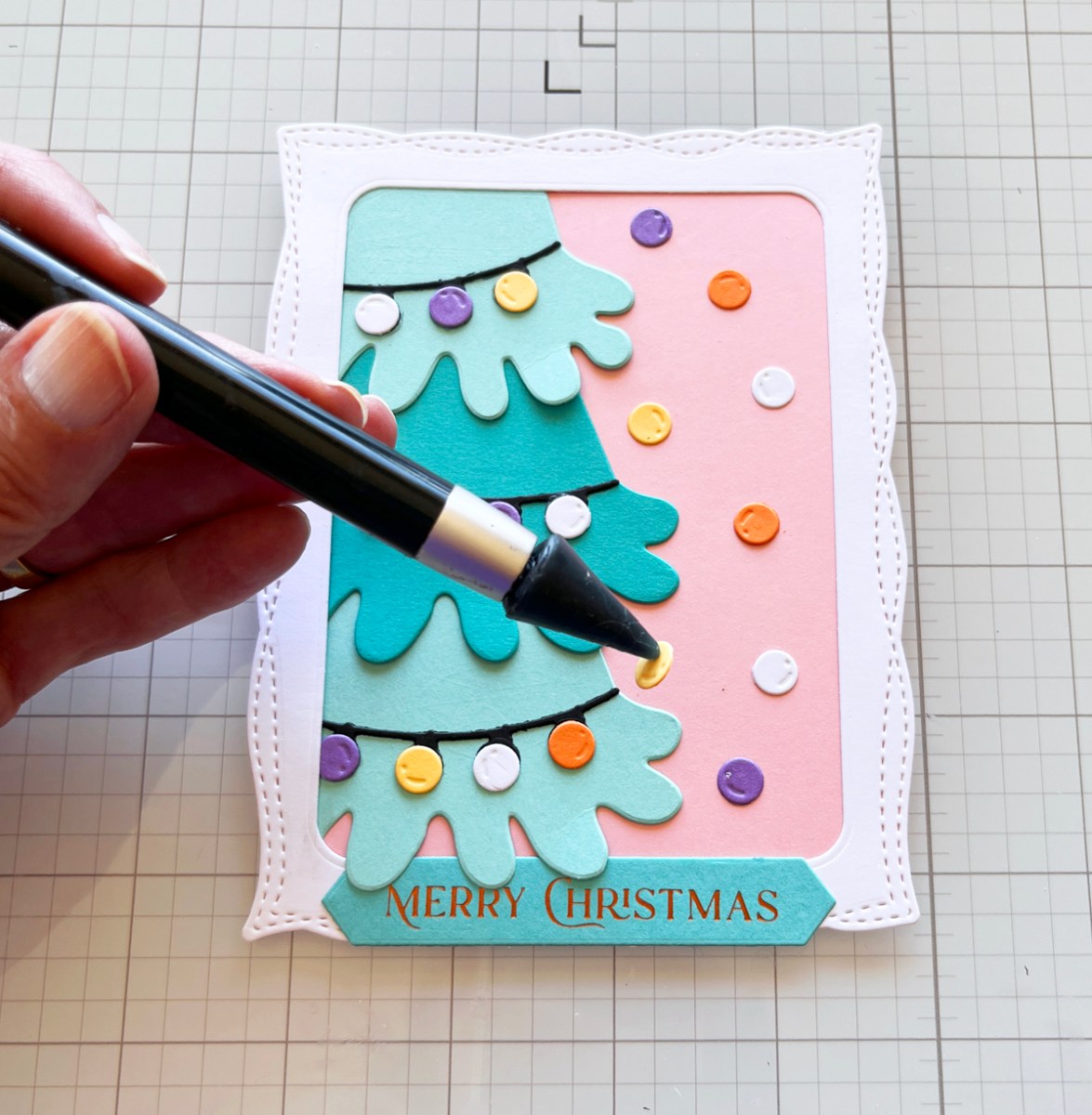 process photo using the Crystal Ninja pickup tool in cardmaking