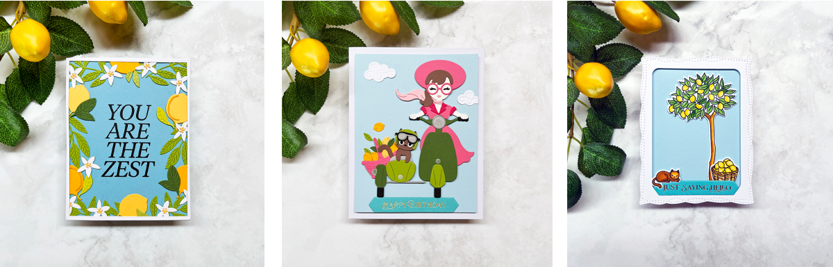 3 handmade cards created using Hero Arts My Monthly Hero July 2026 card kit.