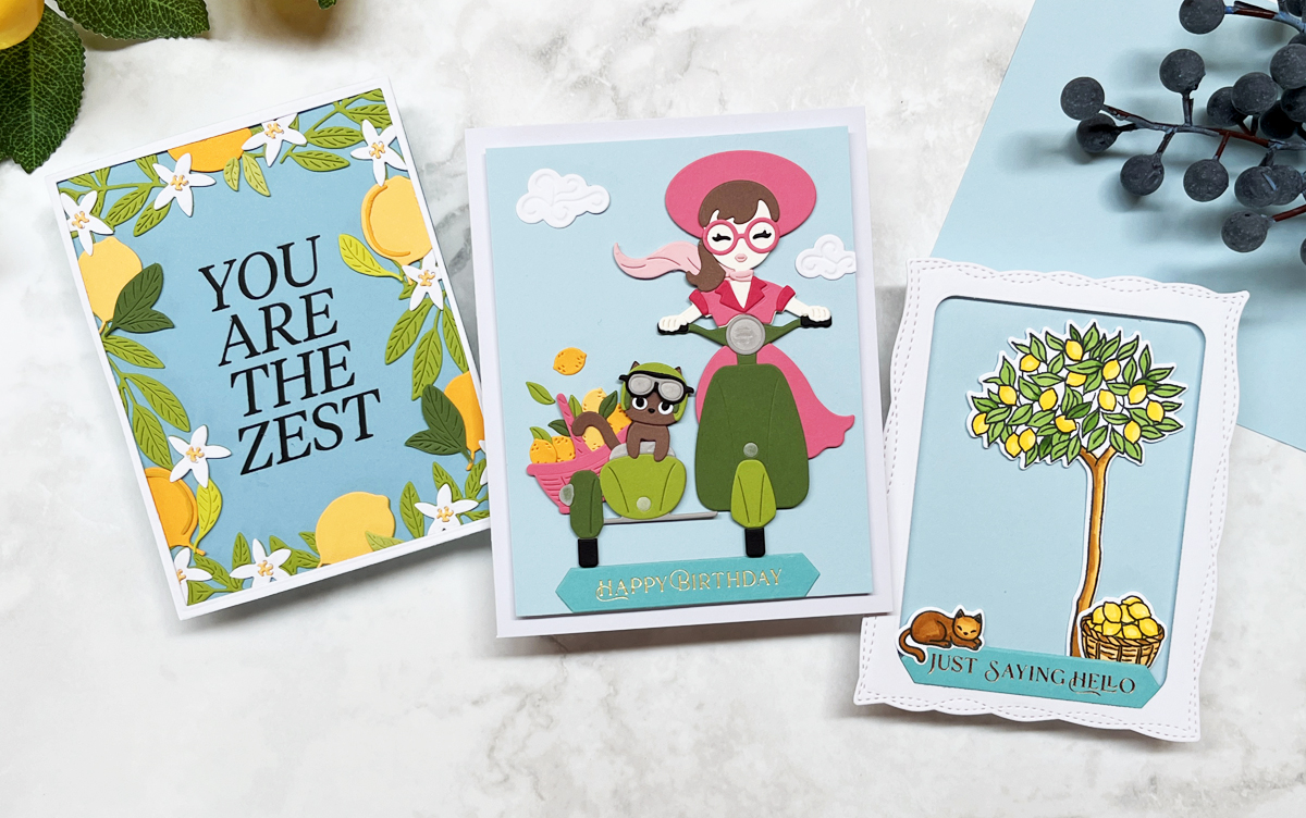 3 summery lemon citrus theme cards