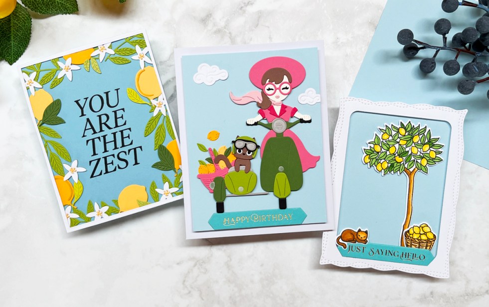 3 summery lemon citrus theme cards
