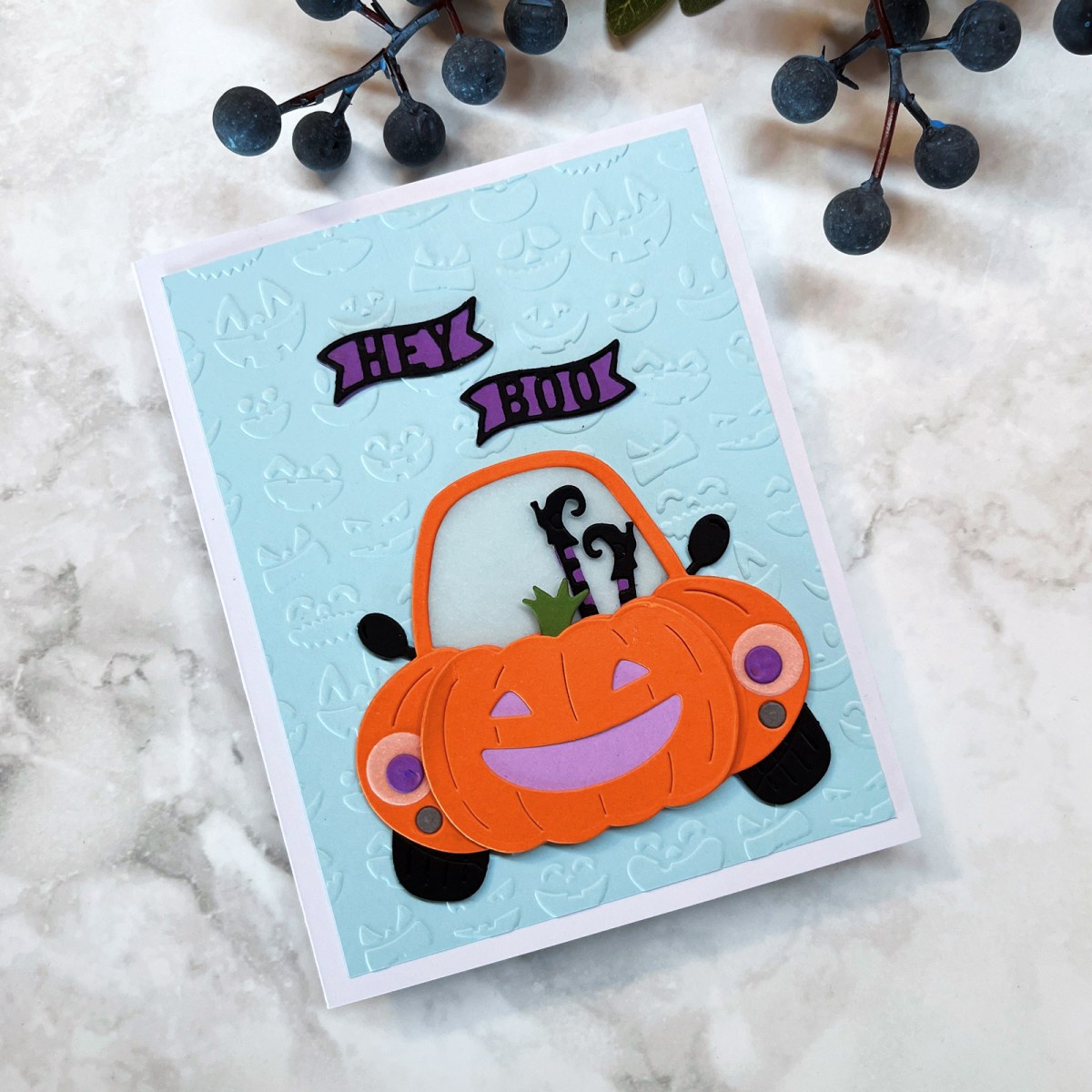Halloween Pumpkin mobile handmade card for kids