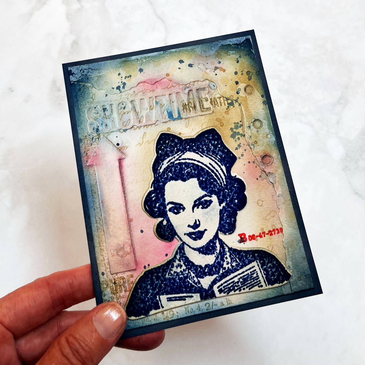 Mixed Media card created with the Turn the Page Collection, Torn Edges dies, Keepsake Numbers Stamps, ING Word Stamps and Dies