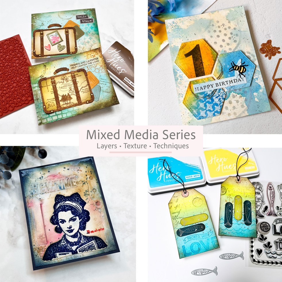 4 mixed media cards that show versatility