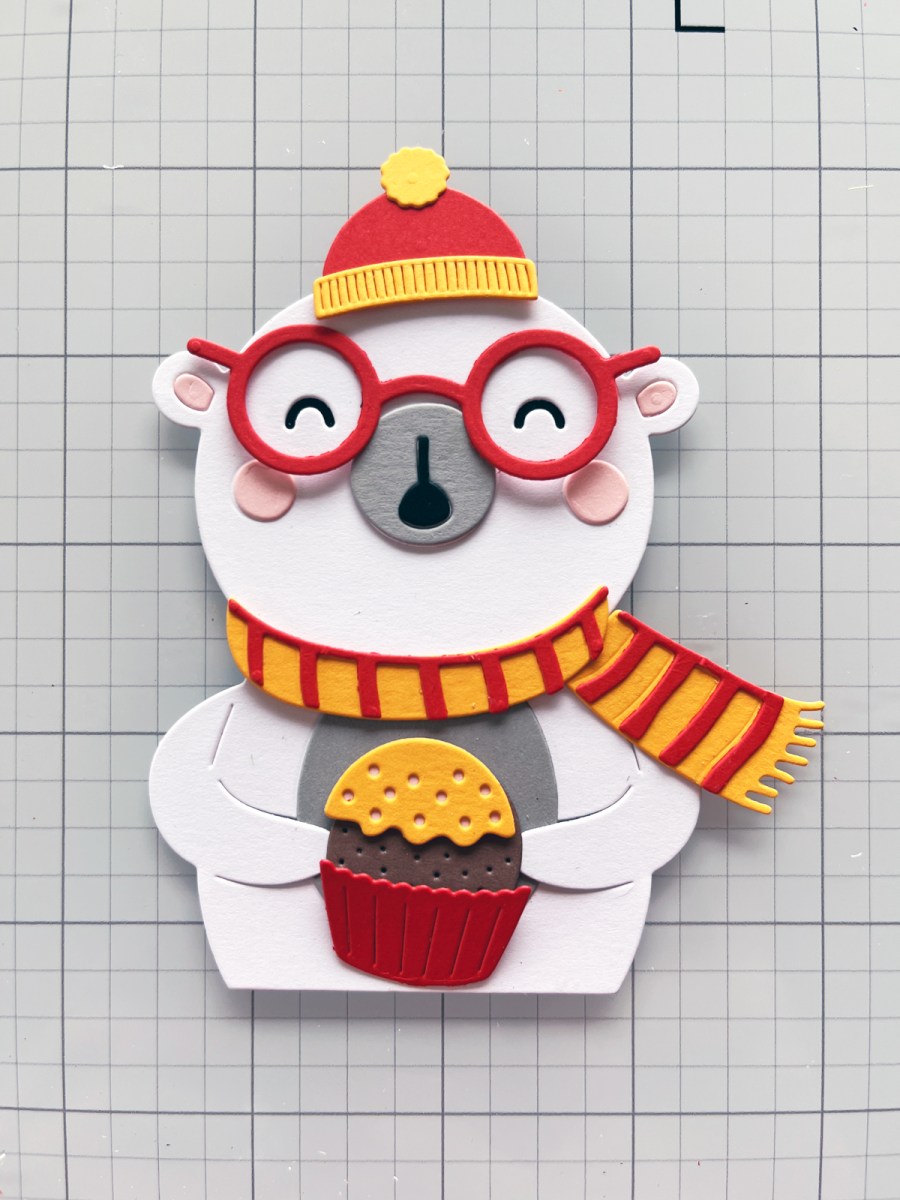 Layout of die cut bear prior to gluing.